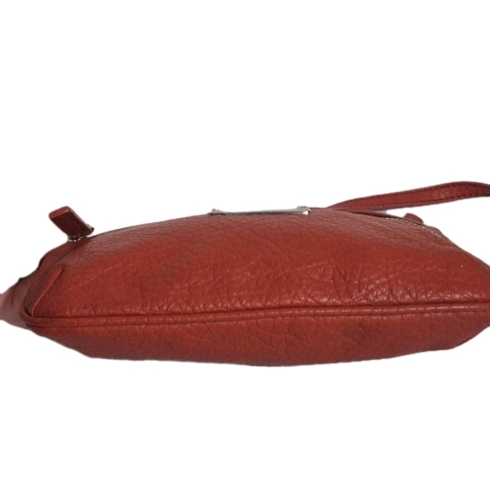 Nine West Small Faux Pebble Leather Crossbody Bag Coral Red Adjustable Strap GUC - Picture 6 of 13